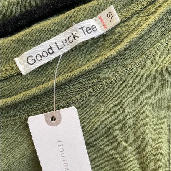 ANTHROPOLOGIE Paula Good Luck Tee Asymmetrical Hem Top T-Shirt Cotton - Picture 6 of 6